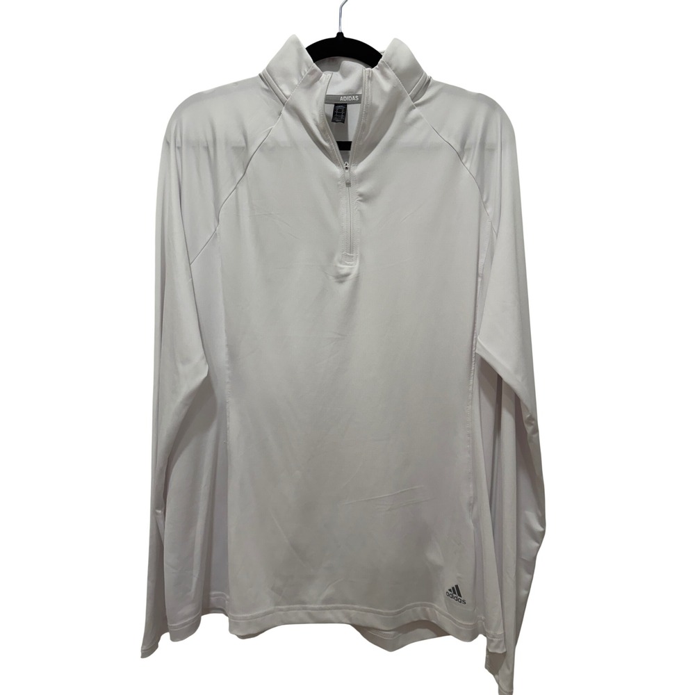 Adidas Golf Womens XL White Quarter Zip Pullover Long Sleeve Performance Top